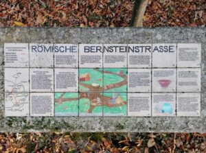 Römische Bernsteinstraße Burgenland - Detailansicht des Schaupults in Horitschon zum Thema Industrie und Handel